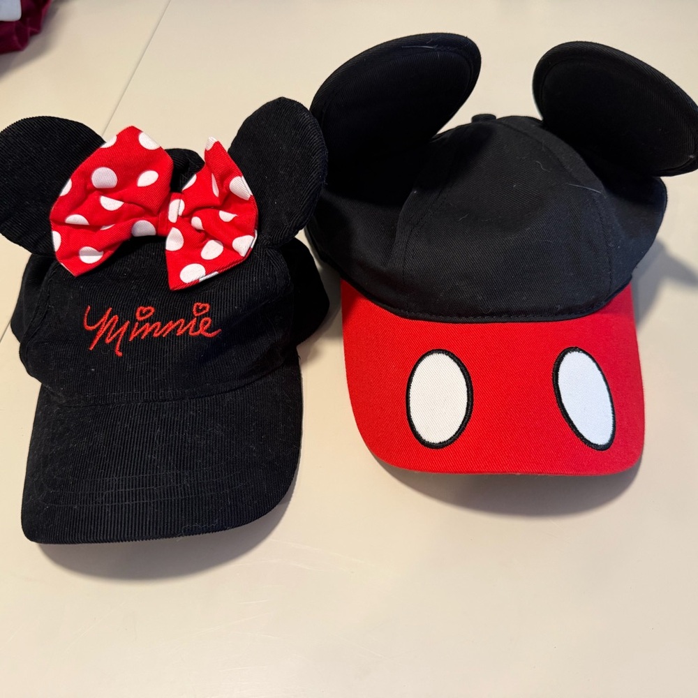 Disney Mickey Mouse Black Cap and Minnie and Mouse with Red Embroidery